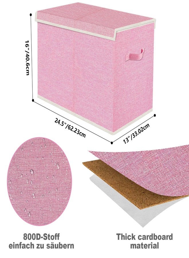 VERONLY Large Collapsible Toy Storage Box with Lid & Handles - Kids Organizer Chest for Toys, Clothes, Blankets (Pink, Nursery, Playroom, Bedroom)-24.5''×13''×16'' - Image 3